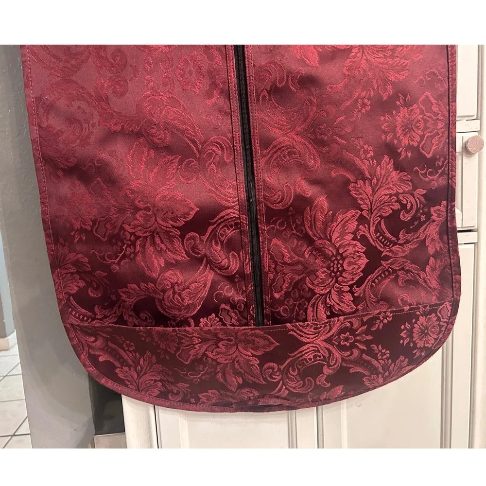 Vintage Garment Bag Dark Red Maroon‎ Zipper Front Thick Durable